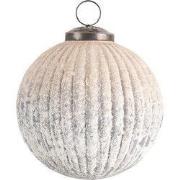 Clayre & Eef Kerstbal Ø 9x9 cm Wit Grijs Glas