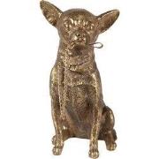 Clayre & Eef Beeld Hond 13x9x18 cm Goudkleurig Polyresin