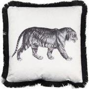 Clayre & Eef Sierkussen 45x45 cm Zwart Wit Synthetisch Tijger