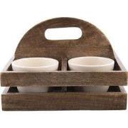Clayre & Eef Bloempot Set van 4 24x24x17 cm Bruin Hout