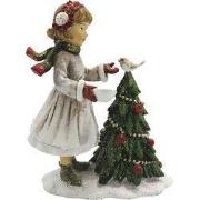Clayre & Eef Beeld Kind 9x5x12 cm Wit Groen Kunststof