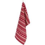Clayre & Eef Theedoek Rood Beige Katoen Kerst