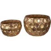 Clayre & Eef Bloempot Set van 2 Goudkleurig Metaal