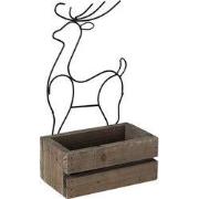 Clayre & Eef Bloempot Bruin Hout Hert