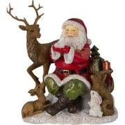 Clayre & Eef Beeld Kerstman 18x13x19 cm Rood Bruin Kunststof