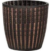 Clayre & Eef Theelichthouder Ø 9x9 cm Zwart Glas