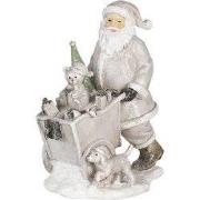 Clayre & Eef Beeld Kerstman 12x8x15 cm Zilverkleurig Kunststof
