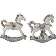 Clayre & Eef Beeld Set van 2 Paard 8 cm Wit Kunststof