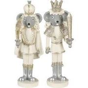 Clayre & Eef Beeld Muis 17 cm Beige Grijs Kunststof Muis