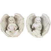 Clayre & Eef Beeld Engel Beige Kunststof