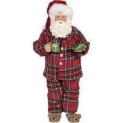 Clayre & Eef Beeld Kerstman 28 cm Rood Groen Textiel