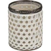 Clayre & Eef Theelichthouder Ø 7x8 cm Wit Glas