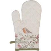 Clayre & Eef Ovenwant 18x30 cm Beige Groen Katoen Vogel