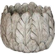 Clayre & Eef Bloempot Ø 19x16 cm Grijs Steen Veren