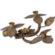 Clayre & Eef Kandelaar 32x30x10 cm Koperkleurig IJzer Bladeren