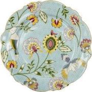 Clayre & Eef Ontbijtbord Ø 20 cm Blauw Keramiek Bloemen