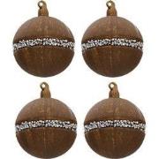 Clayre & Eef Kerstbal Set van 4 Ø 8 cm Bruin Glas