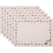Clayre & Eef Placemats Set van 6 50x35 cm Beige Blauw Katoen Kip en Ha...