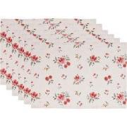 Clayre & Eef Placemats Set van 6 48x33 cm Beige Katoen Rozen