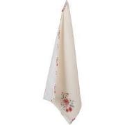 Clayre & Eef Theedoek 50x70 cm Beige Katoen Rozen
