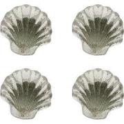 Clayre & Eef Deurknop Set van 4 Schelp 4 cm Transparant Glas
