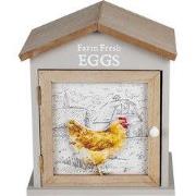 Clayre & Eef Eierkastje Huis 19x13x23 cm Bruin Hout Kip