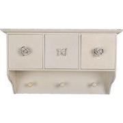 Clayre & Eef Wandkapstok 3 Haken 41x12x24 cm Wit MDF Bloemen