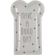 Clayre & Eef Ontbijtbord 10x17 cm Wit Keramiek