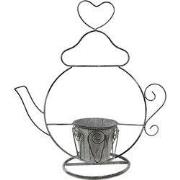 Clayre & Eef Planthouder Theepot 45x20x48 cm Grijs IJzer