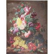 Clayre & Eef Schilderij 60x80 cm Bruin Rood Canvas Bloemen