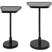 Clayre & Eef Bijzettafel Set van 2 35x35x56 cm Zwart Aluminium