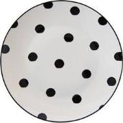 Clayre & Eef Ontbijtbord Ø 20 cm Wit Zwart Porselein Stippen