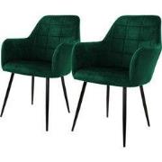 ML-Design set van 2 eetkamerstoelen, donkergroen, met rugleuning en ar...