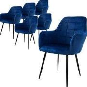 Set van 6 Eetkamerstoelen Donkerblauw