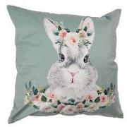 Clayre & Eef Kussenhoes 45x45 cm Groen Wit Polyester Konijn