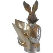 Clayre & Eef Beeld Konijn 16x13x30 cm Goudkleurig Polyresin