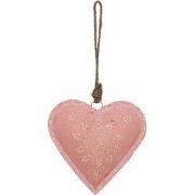 Clayre & Eef Kersthanger Hart 14x4x14 cm Roze IJzer