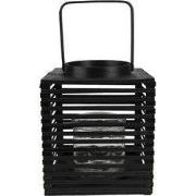 Clayre & Eef Windlicht 21x21x25 cm Zwart Bamboe