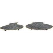 Clayre & Eef Serveerschalen Set van 2 Schelp Grijs IJzer