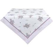 Clayre & Eef Tafelkleed 150x150 cm Wit Paars Katoen Lavendel