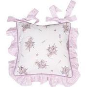 Clayre & Eef Kussenhoes Stoelkussen 40x40 cm Paars Wit Katoen Lavendel