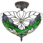 Lumilamp Plafondlamp Tiffany Ø 36x35 cm Wit Groen Polyester