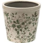 Clayre & Eef Bloempot Ø 14x13 cm Groen Beige Keramiek Bloemen