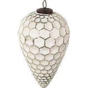 Clayre & Eef Kerstbal XL Ø 14 cm Wit Zilverkleurig Glas