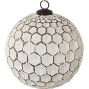 Clayre & Eef Kerstbal XL Ø 20 cm Wit Zilverkleurig Glas