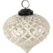 Clayre & Eef Kerstbal Ø 10 cm Zilverkleurig Wit Glas