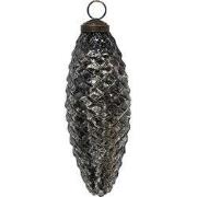 Clayre & Eef Kerstbal Ø 6 cm Zwart Zilverkleurig Glas