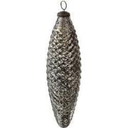 Clayre & Eef Kerstbal XL Ø 7 cm Zwart Zilverkleurig Glas