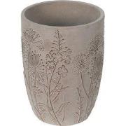 Clayre & Eef Bloempot Ø 18x25 cm Grijs Beige Steen Bloemen