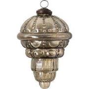 Clayre & Eef Kerstbal Ø 8 cm Bruin Zilverkleurig Glas